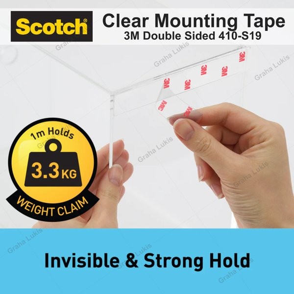 

Ready Stock 3M Scotch Strong Clear Mounting Tape Double Sides - Double Tape 410-S19 Transparant