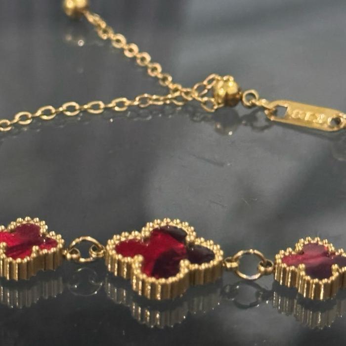 GELANG KLOVER TITANIUM RED BLACK GOLD SERUT KAIT LOBSTER