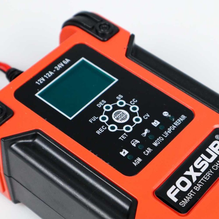 Terbagus Foxsur Charger Aki Kendaraan 105W 12-24V 12A 200Ah