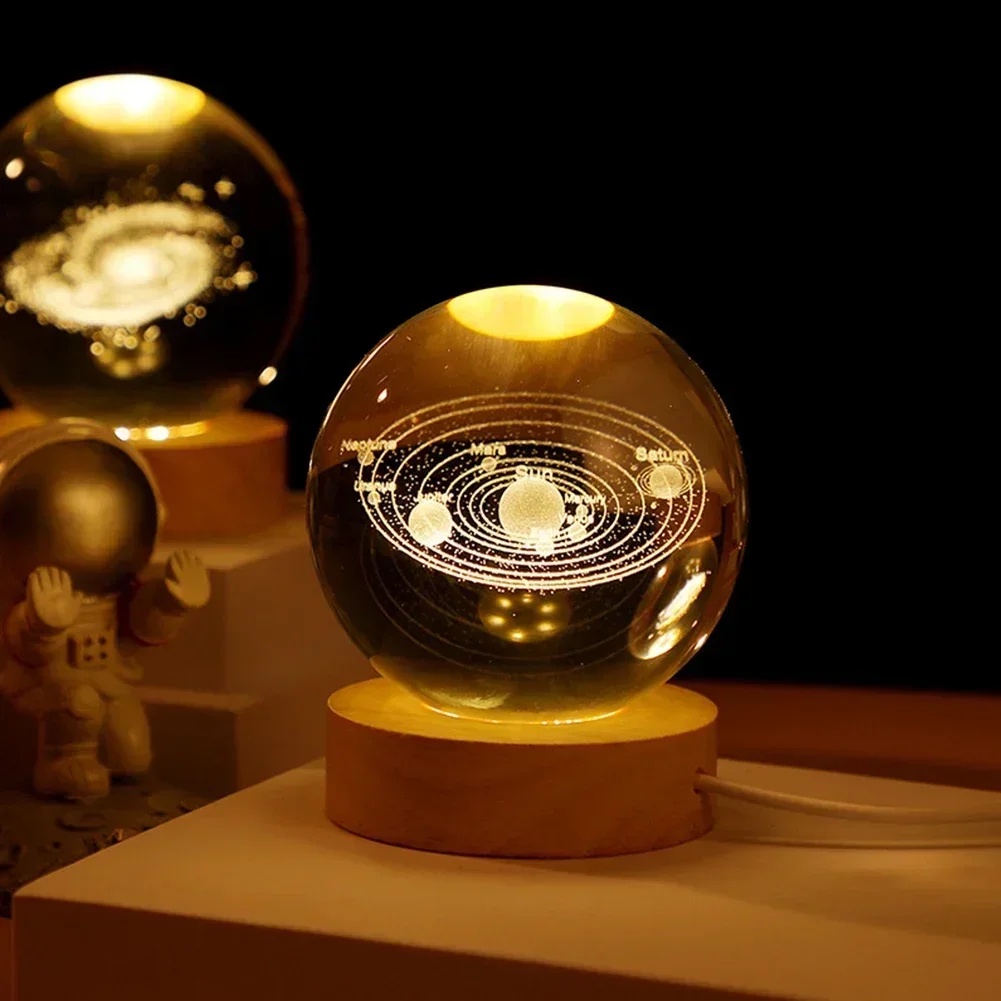 DISKON Unique 3D* Crystal Ball Lamp with Galaxy and Planetary