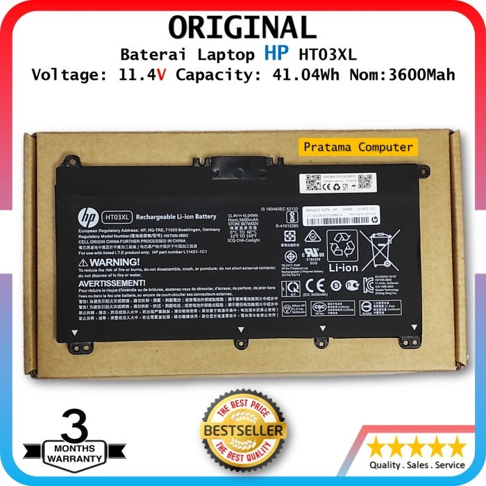 Baterai Laptop HP HT03XL Replace With HP Spare L11421-1C1 Original
