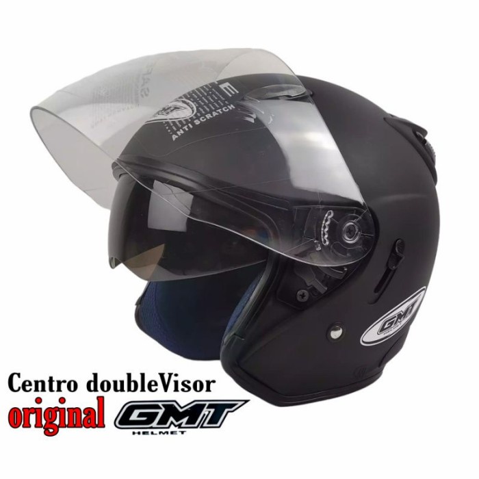 Rha - Helm Half Face Double VisorGmt Black Doff OriginalHelm Motor Sni