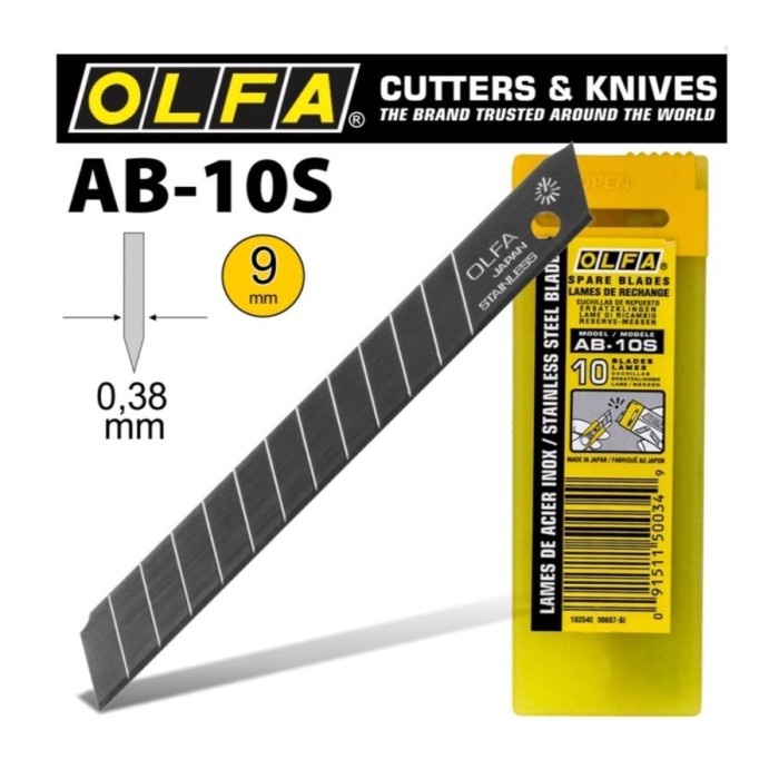 

TERLARIS! Refill Cutter Pisau Stainless blade OLFA AB-10S (10pcs pack) JAPAN