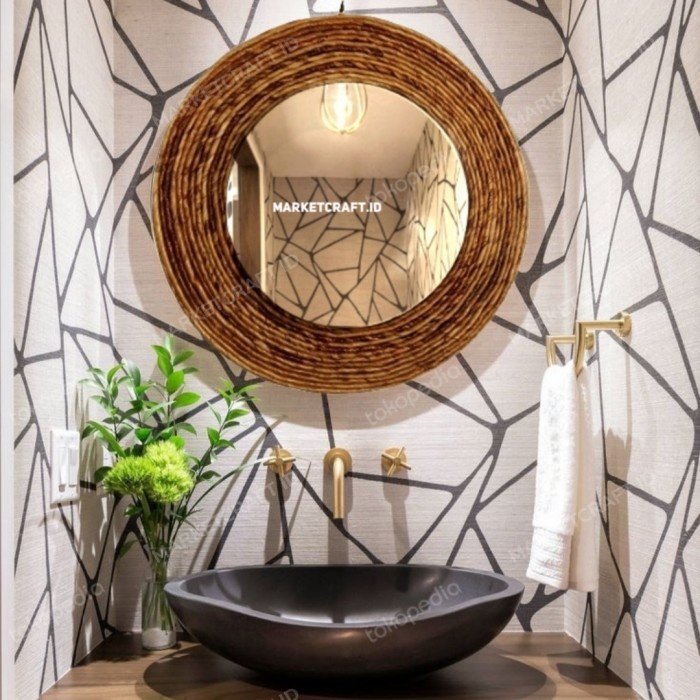BERKUALITAS Cermin bulat rustik/Dekorasi dinding/Kaca bulat aesthetic/Cermin kamar