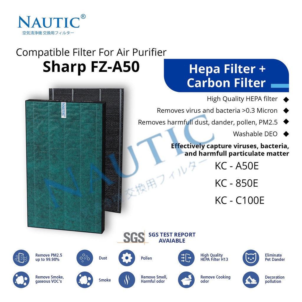 Hepa Filter Sharp KC-A50 / KC-A50Y-W / KC-850 / KC-950 / KC-C100 Replacement Filter air purifier