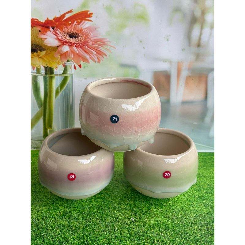 {{ Pot Keramik Sekulen/Kaktus Bulat Besar Versi Melt(1) Ready }}