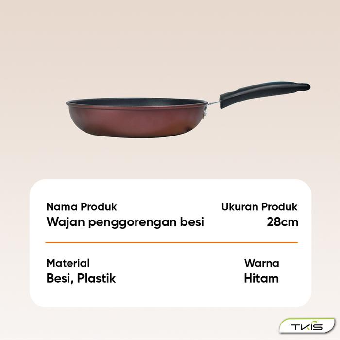 [SPECIAL PRICE] MEREK TKIS WAJAN PENGGORENGAN BESI ANTI LENGKET TEFLON FRYPAN WARNA HITAM MARON