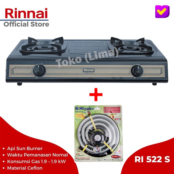 KOMPOR GAS 2 TUNGKU RINNAI 522 S MURAH KOMPOR RINNAI 2 TUNGKU 522S