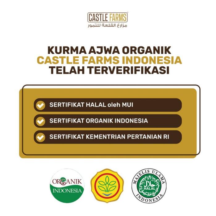 

Kurma Ajwa Castle Farms 500Gr Organik Premium Box Madinah Aliyah Korma Nabi