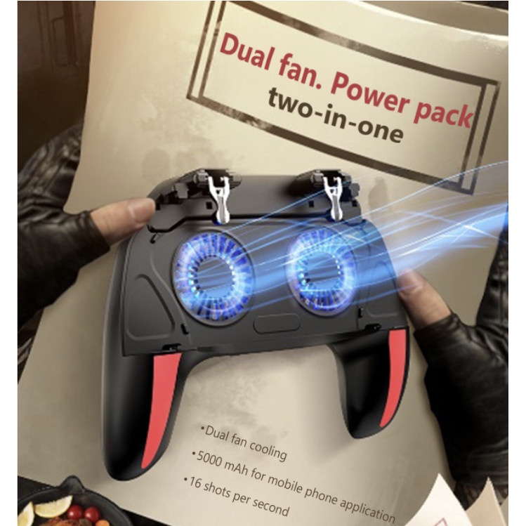 SMARTCOM - H10 Dual Fan Cooler Gamepad PUBG Mobile Controller Gamepad Handle Hp -new
