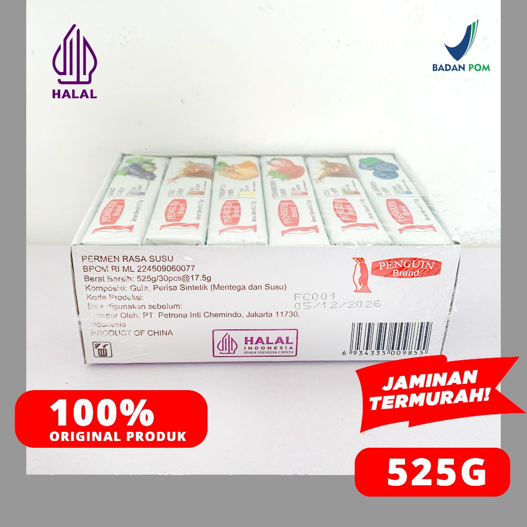 

A Penguin Brand Permen Chewy Milk Candy Isi 30Pcs Permen Susu Kenyal 525 Gram