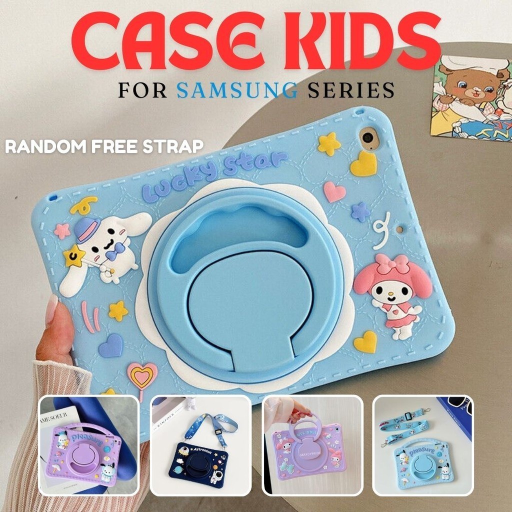 TerLengkapDong- Case Kids 360 Cute Cartoon for Samsung S6 Lite A9+ A8 A7Lite A7 A9 Casing Tali