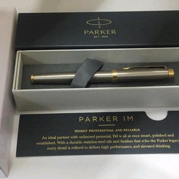 

Ballpoint Pulpen Parker Original Im Brushed Metal Roller Ball Gt Dengan Gratis Nama Ukir -