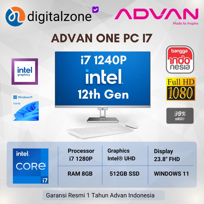 ADVAN ONE PC i7 1255U 8/512 W11 ADVAN All in One PC i7 - Advan AIO PC