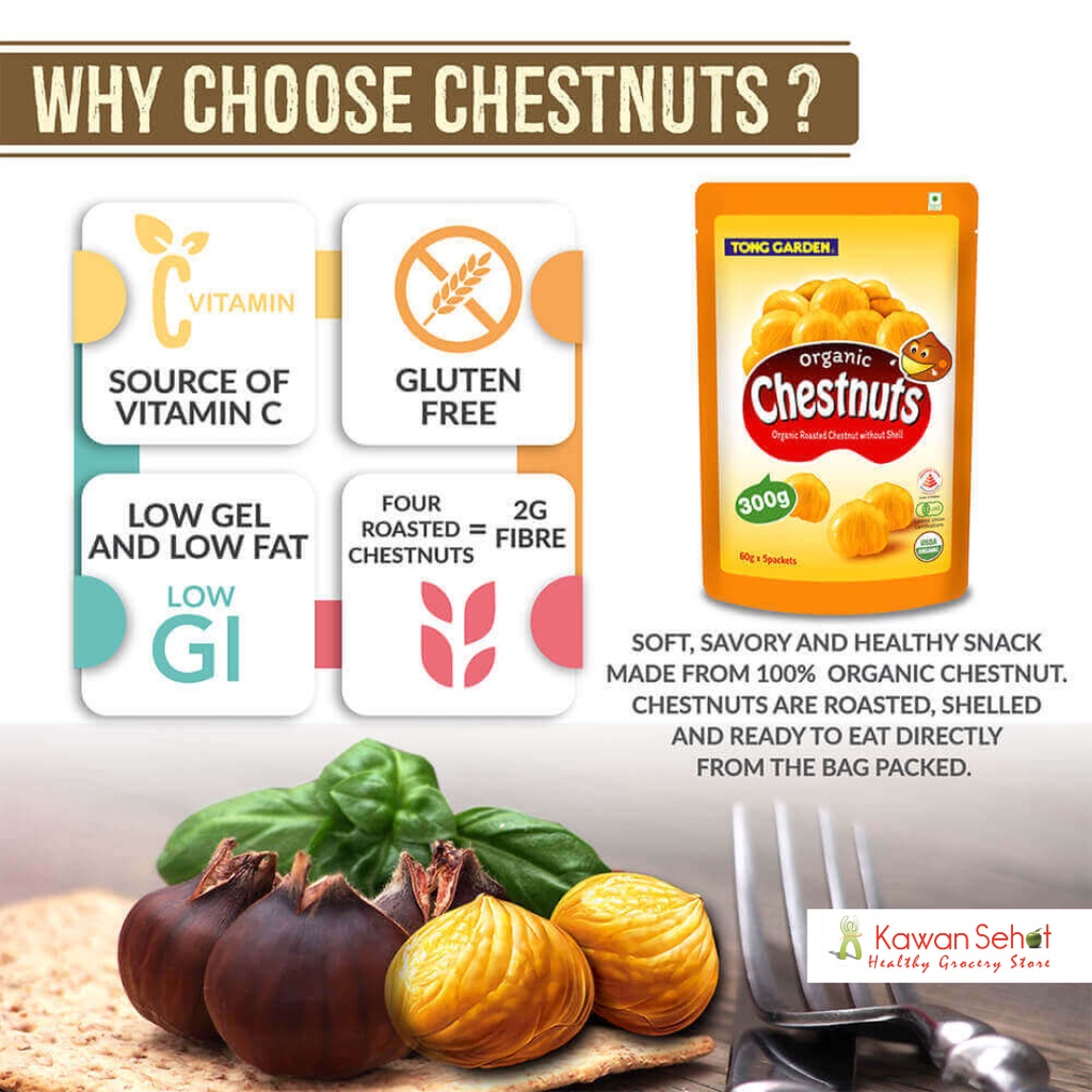 

A Tong Garden Organic Roasted Chestnut 120Gr Kacang Kastanye Panggang