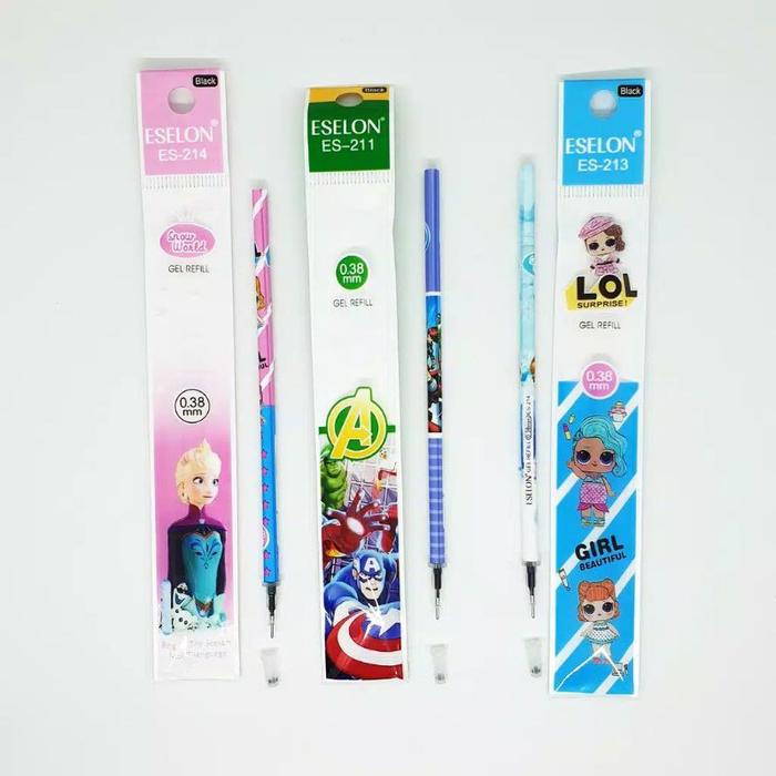 

A376-20 Pcs Refill Gel Pen Tinta Isi Ulang Pulpen Gel Karakter Motif Unik
