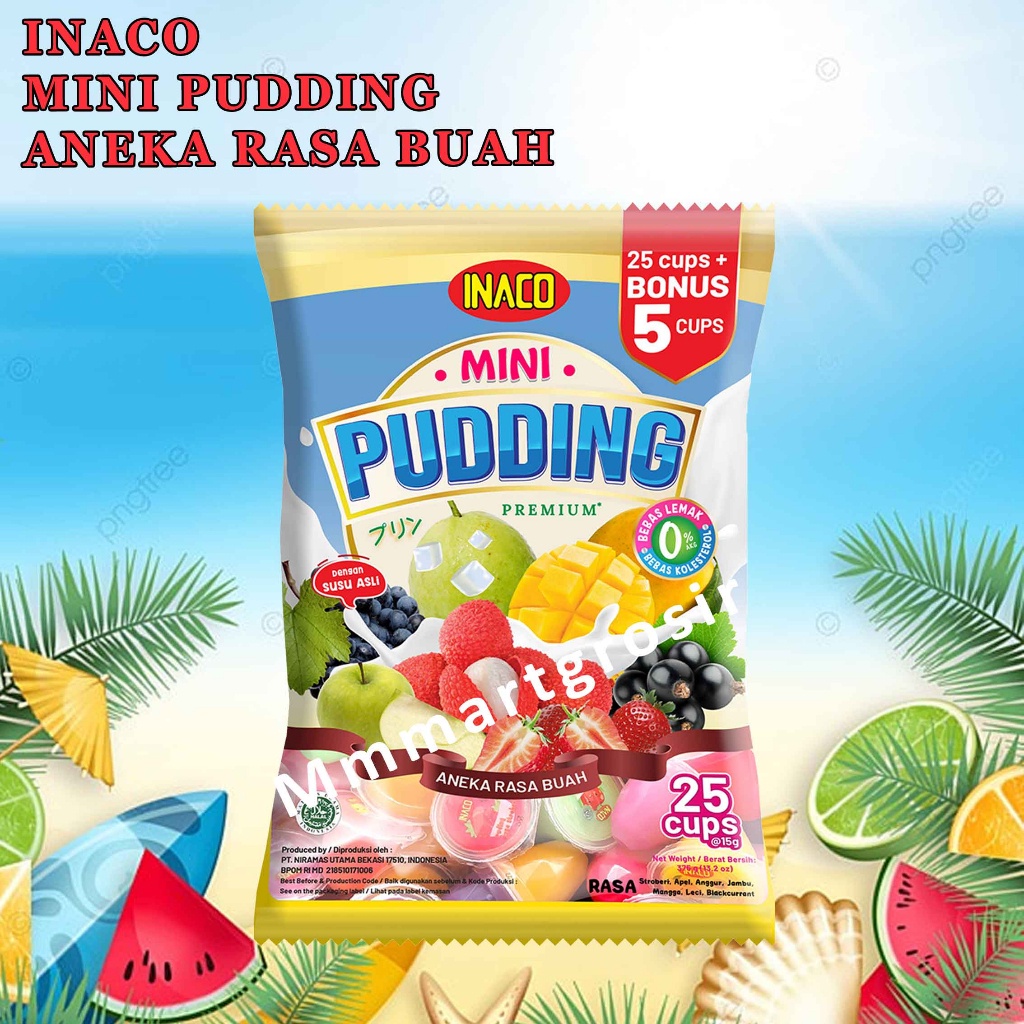

A Inaco Mini Pudding Premium Aneka Rasa Buah Isi 25 Cups @ 15Gram