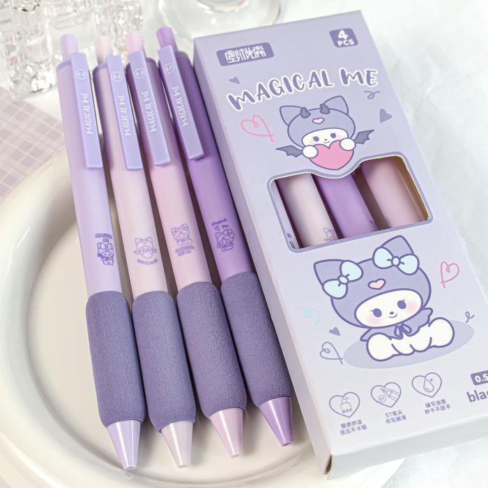 

Pulpen Gel Isi 4 Pcs Tinta Hitam Motif Kartun Kawaii Bear, Capybara, Kuromi Dll