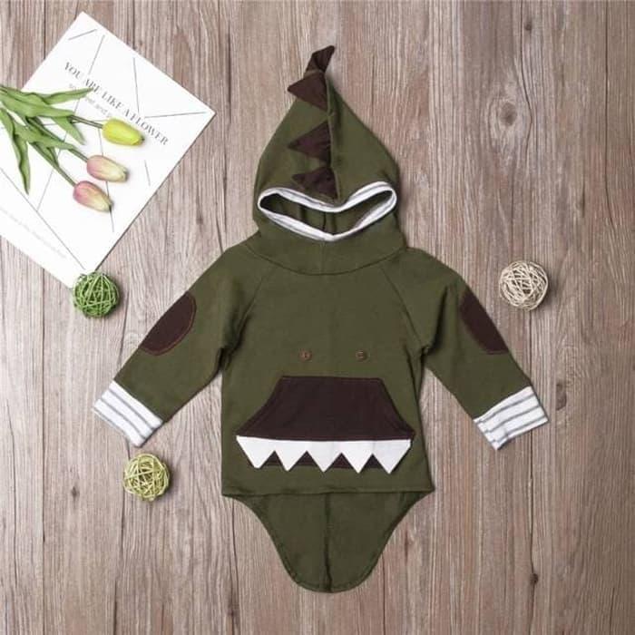 baju atasan bayi hijau hoodie army keren
