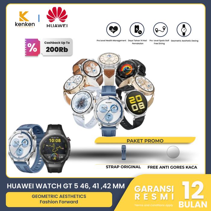 New Huawei Watch Gt 5 Gt5 Smartwatch Garansi Resmi Huawei Indonesia White 41 Mm Black 46 Mm Blue 46