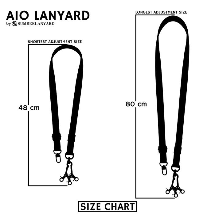 

pintar- Sumber Lanyard Tali Idcard Nylon Adjustable - AIO Black 2cm