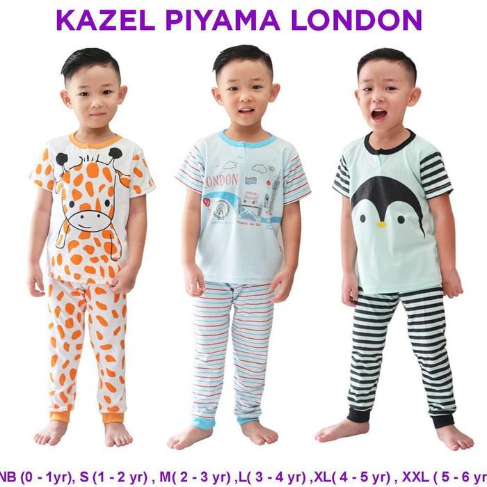 Baju Piyama Kazel Piyama Boy LONDON Edition Isi 3 Pcs