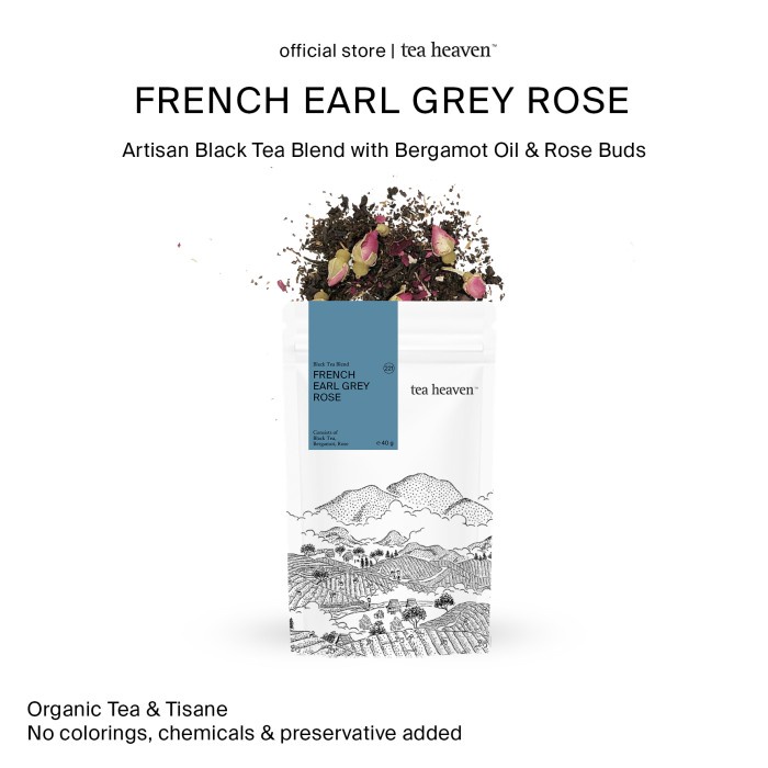 

French Earl Grey Rose Tea Premium Teh Bergot Mawar Perancis Artisan