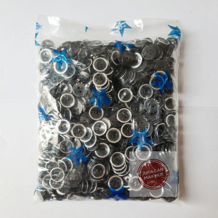 

[720 pcs] Kancing Ring Hitam Putih Ukuran 11 mm - Kancing Lubang 2 List Silver - Kancing Baju GEPENG