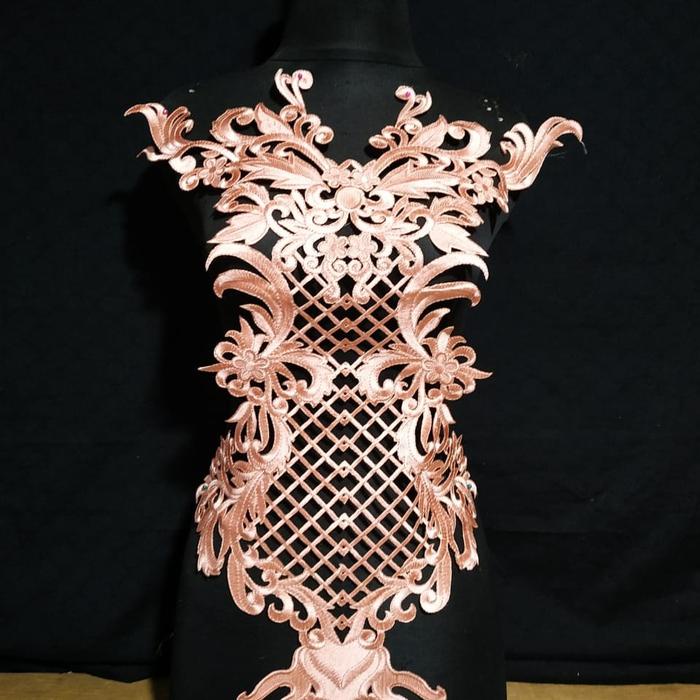pintar-  Renda bordir dress/gaun/kebaya/gamis/baju pesta ( model retik )