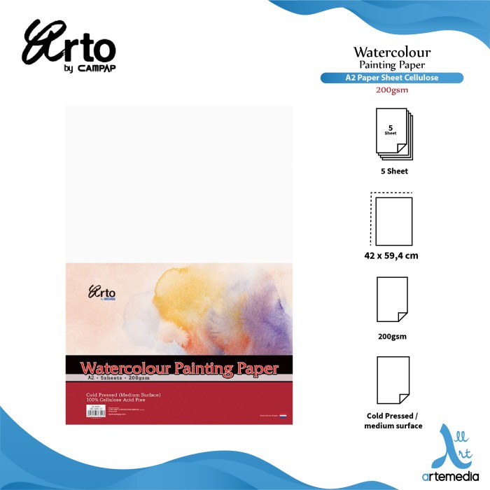 

pintar- Kertas Cat Air Arto A2 Watercolor Paper Sheet
