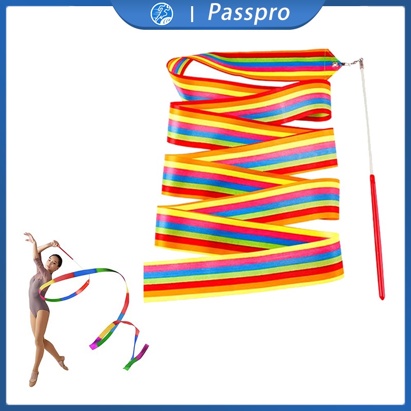 4M TWIRLING RIBBON COLORFUL BALLET RIBBON ALAT TARI TAMBORIN GEREJA PROPS SENAM BALLET PITA TWIRLING