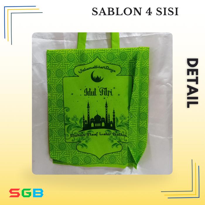 

party- 1 LUSIN ( 12 pc ) Tas Spunbond Lebaran ECOZEE 38x45x8 4 SISI - Spunbond Lebaran