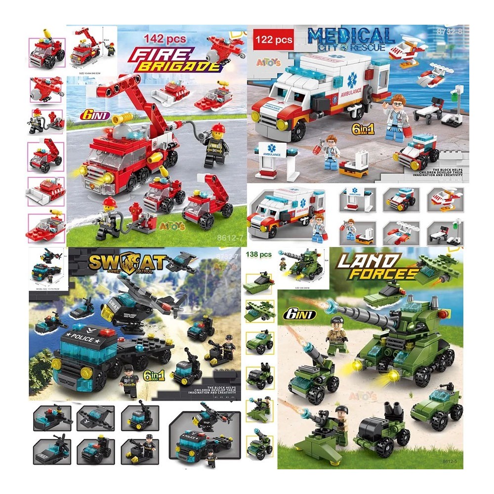 Mainan polisi brick police SWAT miniatur tentara brick tentara mainan pesawat brick pesawat miniatur