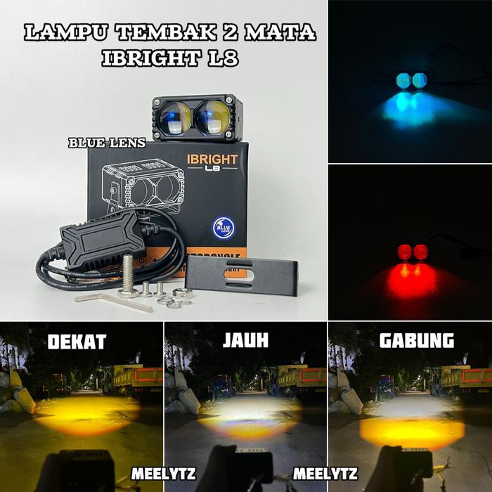 IBRIGHT L8 - Lampu Tembak 2 Mata Blue Lens