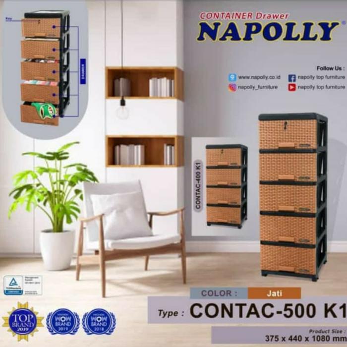 READY STOK Lemari Plastik Laci Napolly 5 Susun