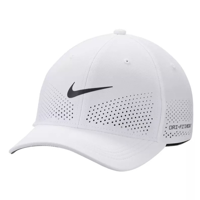 (100% ORIGINAL) Nike Dri-FIT ADV Rise Structured SwooshFlex Cap White Black Sports Topi Training