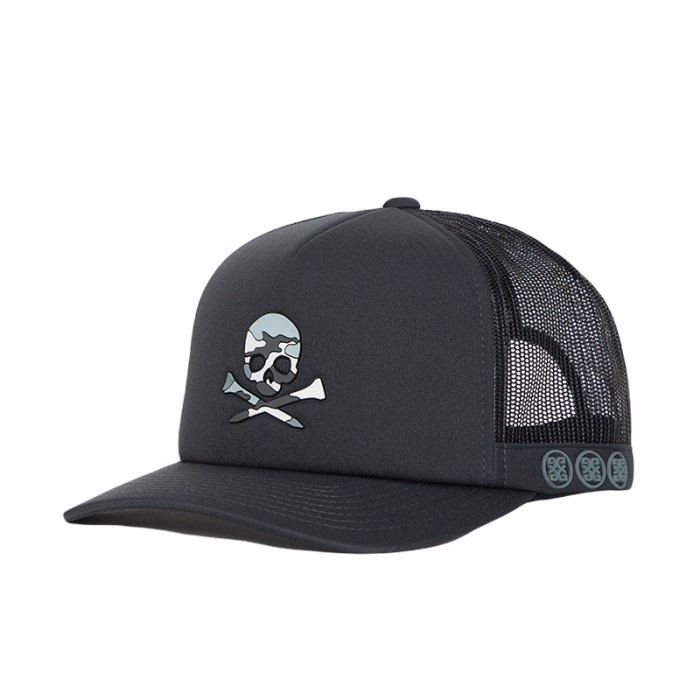 Topi golf cap Gfore Man Camo Skull Trucker Mens Cap Charcoal