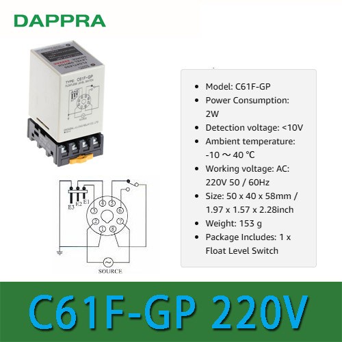 C61F-GP C61F GP AC 220V FLOATLESS LEVEL RELAY DANGAN SOCKET SD22