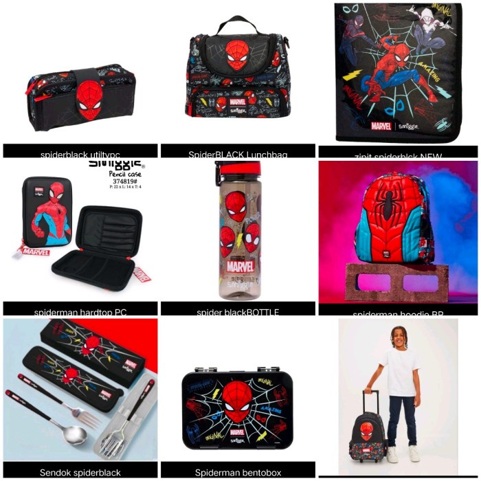 PREMIUM Smiggle Spiderman Backpack, botol, lunch bag, bento box, jr hoodie