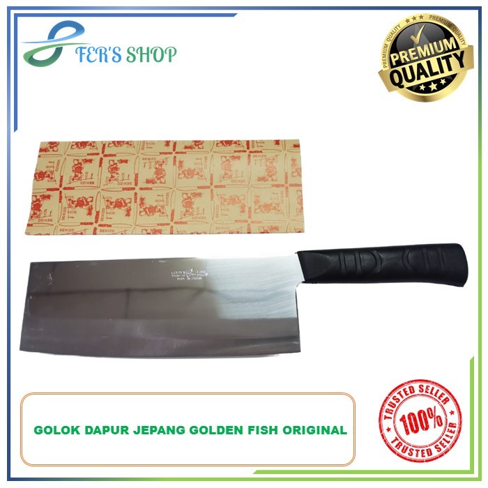 PREMIUM Golok Dapur Golden Fish Jepang original / Pisau Dapur / Golok Daging