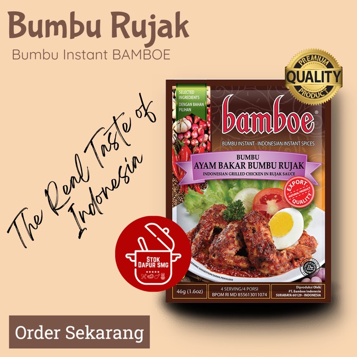 

ZU802 Bumbu Masak Instan BAMBOE Indonesia Export AYAM BAKAR BUMBU RUJAK 46gr FREE ONGKIR