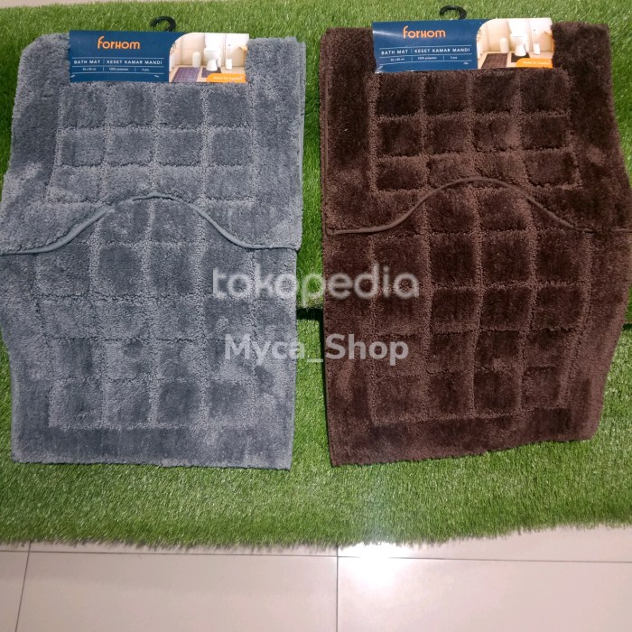 PREMIUM Arthome Set Keset Kamar Mandi 50x80 dan Keset U Shape Abu abu Merah