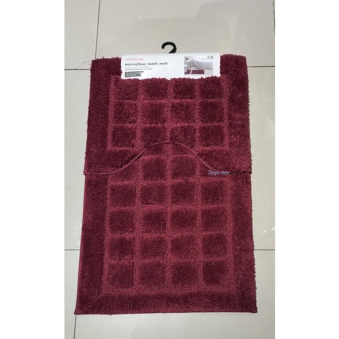 PREMIUM Arthome Set Keset Kamar Mandi 50x80 Cm Dan Keset U Shape - Merah
