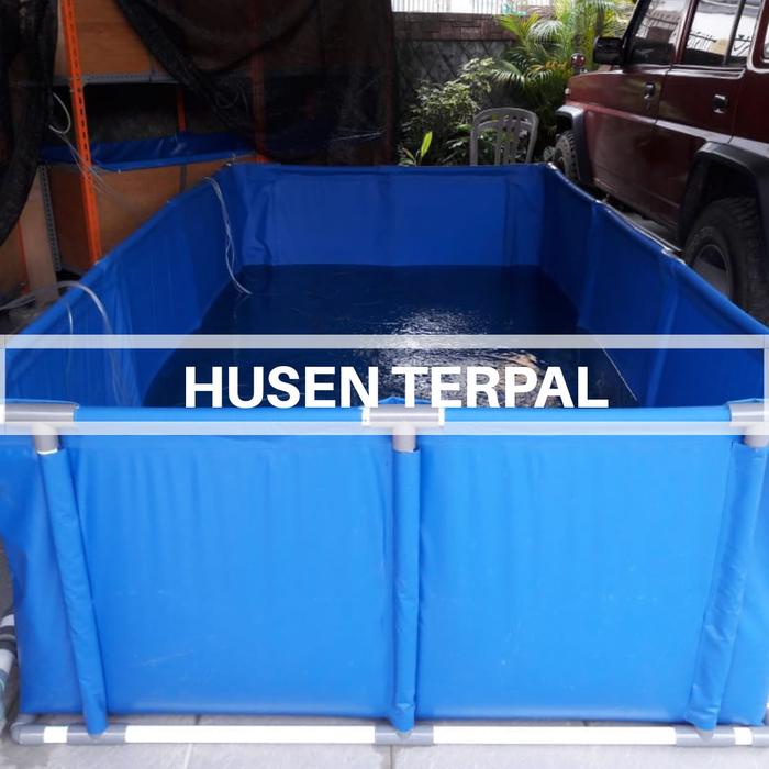 PREMIUM kolam terpal kotak+ tempat rangka 1,5 x 1x80