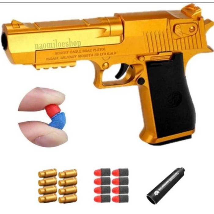 PREMIUM DIJUAL MURAH DESSERT EAGLE GOLD FLINT GUN MAINAN EDUKASI MAINAN FLINT