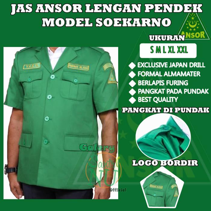 Terbaru Jas Ansor Lengan Pendek Model Soekarno Jaz Almamater Gp Ansor Nu Packing Aman
