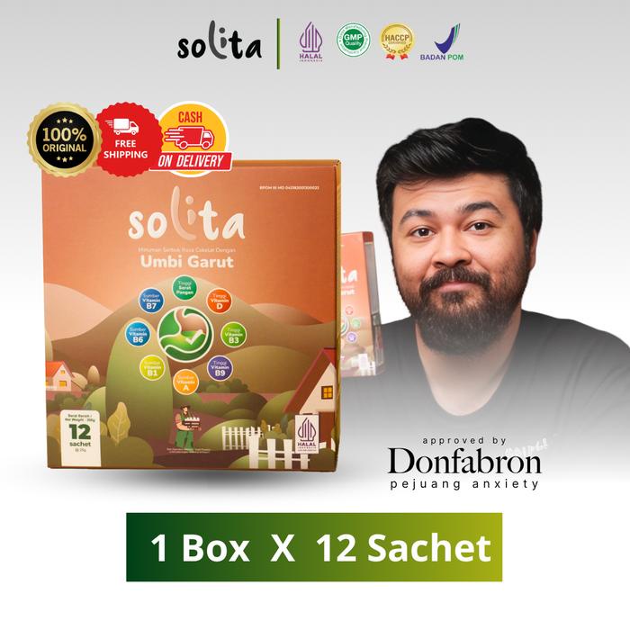 

SOLITA Minuman Untuk Asam Lambung 1 Box 12 Sachet Sedia Rasa Cokelat dan Thai Tea Serbuk Herbal Jahe