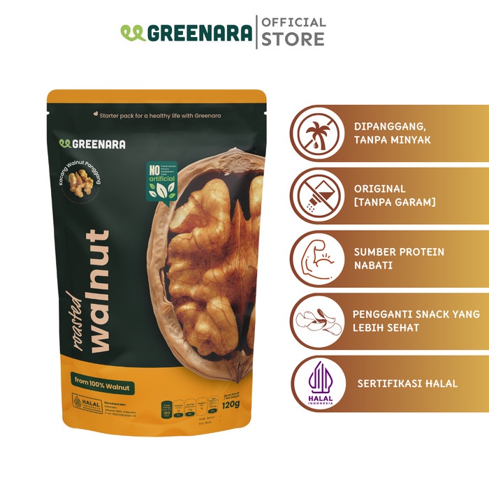 

Greenara Roasted Nuts Series / Kacang Walnut / Pistachio / Cashew / Almond Panggang