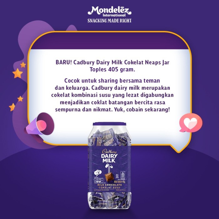 

Cadbury Dairy Milk Cokelat Neaps Jar - Free 3 pcs Oreo Double Stuf