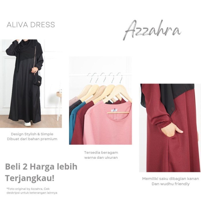 (GoodSeller) aliva dress gamis wanita hijab azzahra warna Sage green